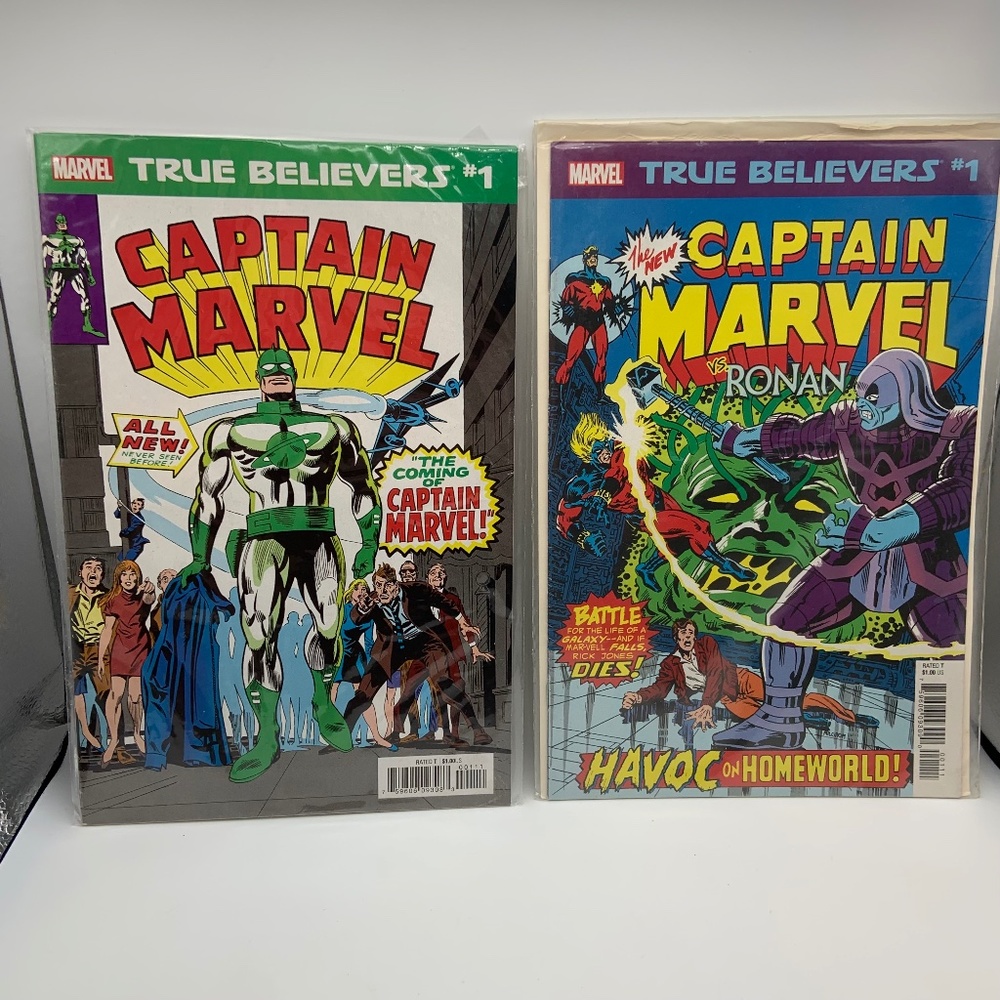 Vintage Marvel Comics Captain Marvel Comic Books Bagged & Boarded - Set of 2!